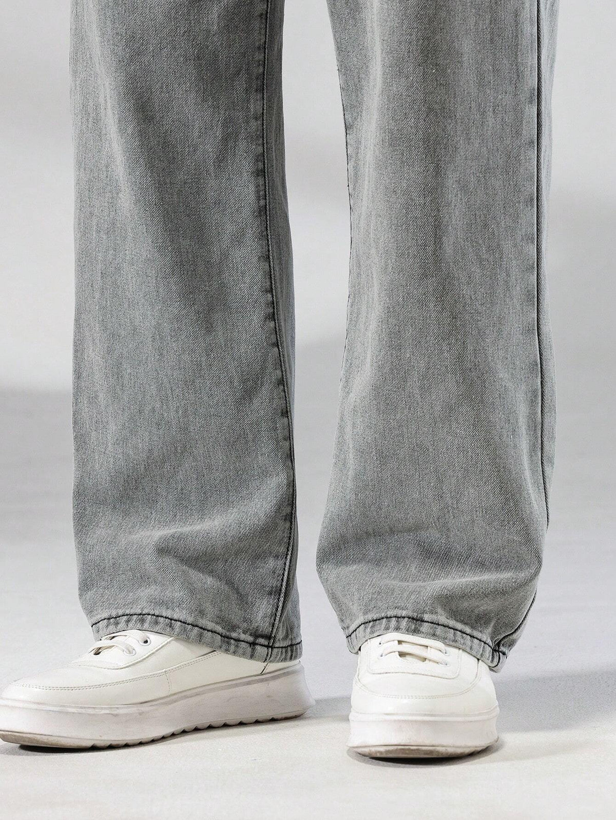 Quarkem Men\ Solid Straight Leg Jeans, Grey Baggy Jeans Men, Loose Jeans Pants for Men, Men'S Grey Jeans, Baggy Jeans