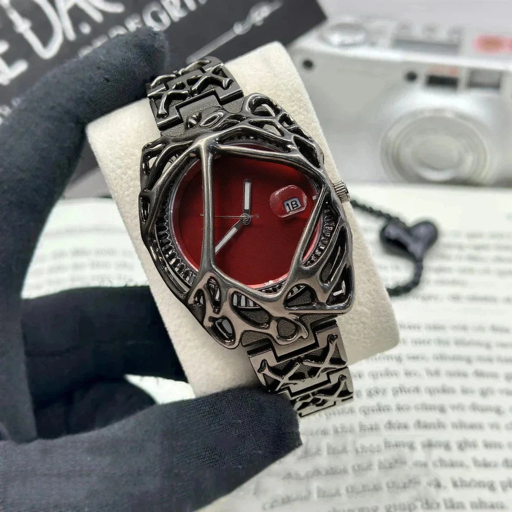 Green Devil Punk Eye Y2K Quartz Watch Men Alabaster Industries Carving Demon Claw Men Watch Unique Creative Men Medieval Clock