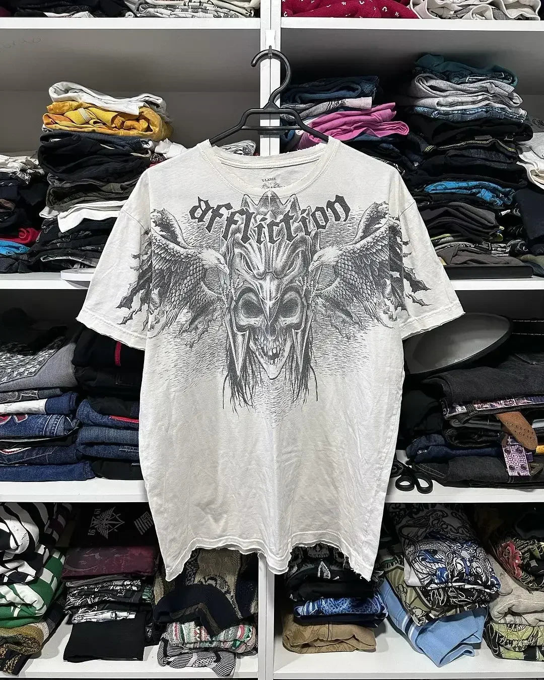 Y2K Affliction Retro T-Shirt Women Style Streetwear Tee Gothic Skull Cross Print Trendy Graphic T-Shirts