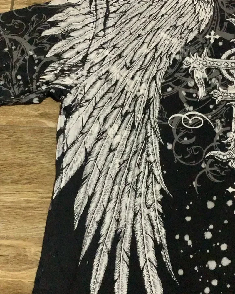 Y2K Affliction Retro T-Shirt Women Style Streetwear Tee Gothic Skull Cross Print Trendy Graphic T-Shirts