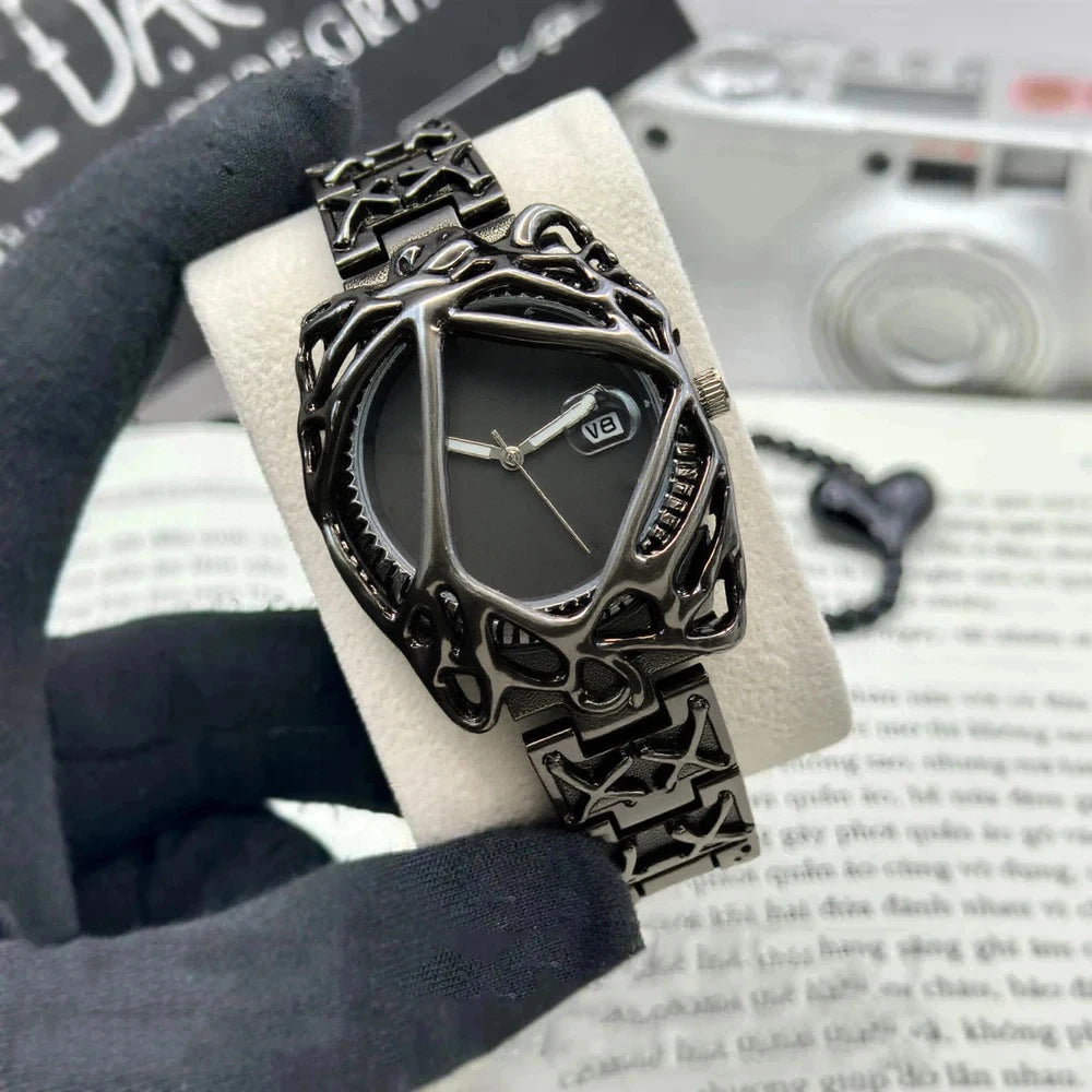 Green Devil Punk Eye Y2K Quartz Watch Men Alabaster Industries Carving Demon Claw Men Watch Unique Creative Men Medieval Clock