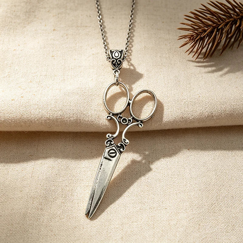 Vintage Scissor Pendant Necklace Women Men Gothic Goth Y2K Steampunk Long Collar Victorian Aesthetic Jewelry Grunge Accessories