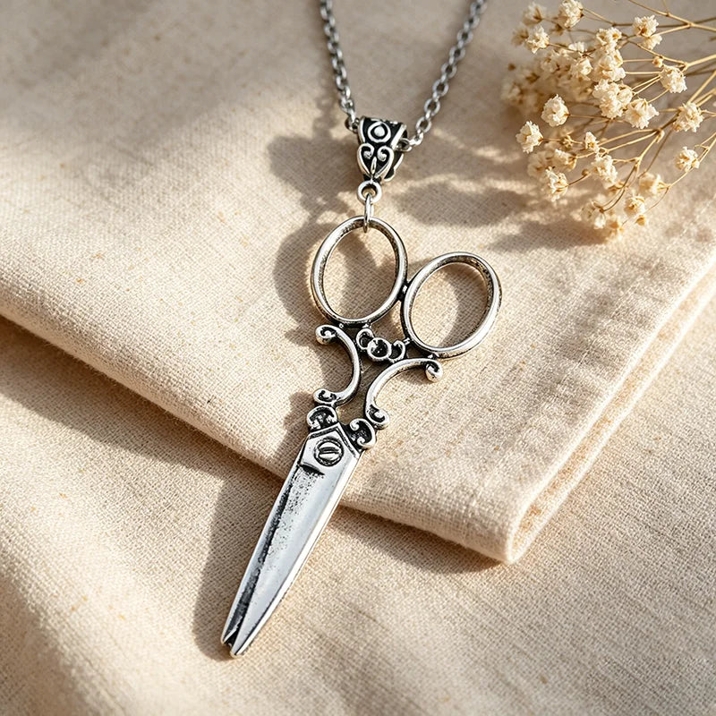 Vintage Scissor Pendant Necklace Women Men Gothic Goth Y2K Steampunk Long Collar Victorian Aesthetic Jewelry Grunge Accessories
