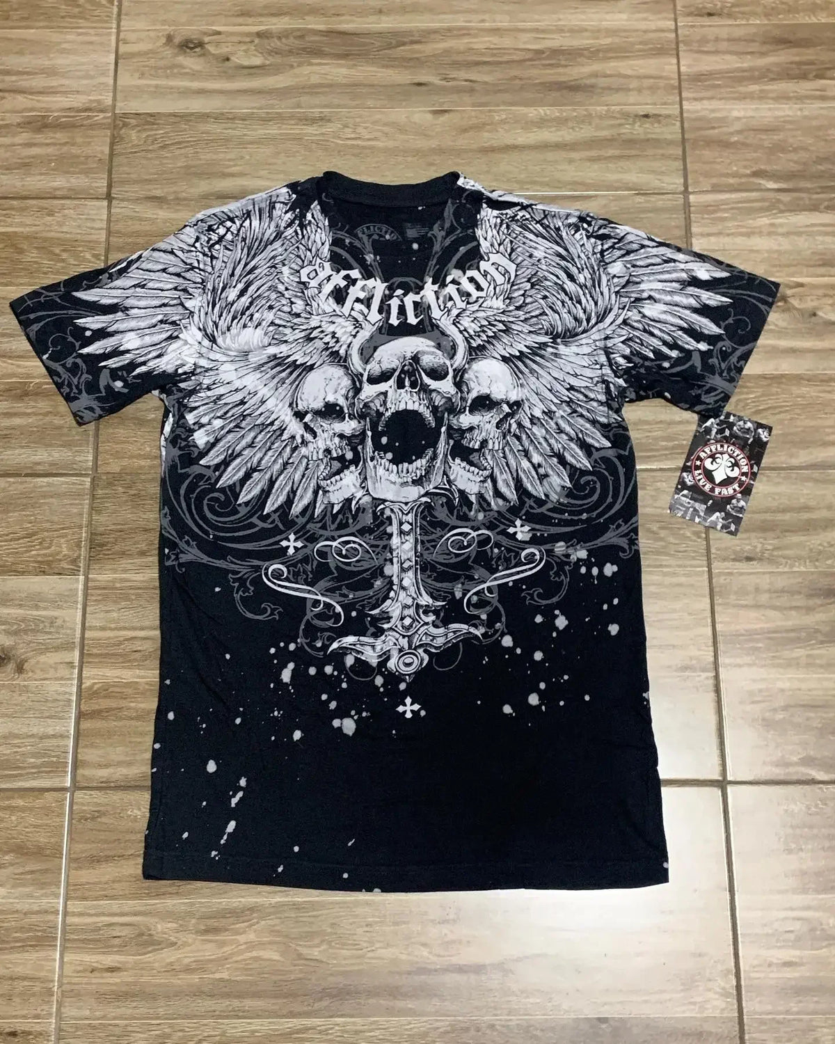 Y2K Affliction Retro T-Shirt Women Style Streetwear Tee Gothic Skull Cross Print Trendy Graphic T-Shirts