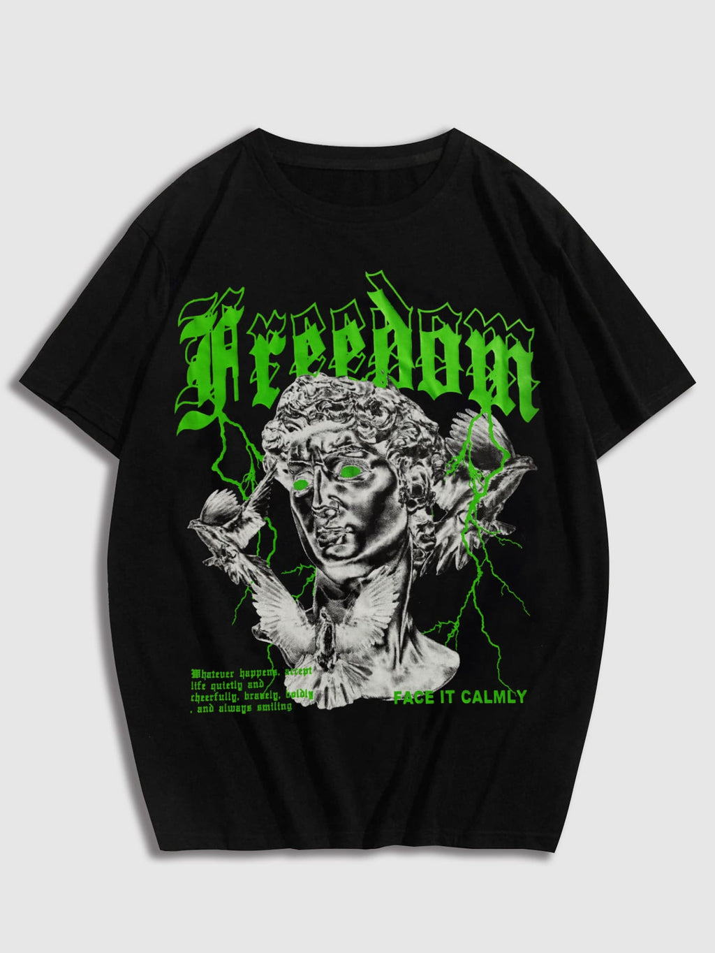 ROMWE MEN Street Life Men Cotton Figure & Slogan Graphic Y2K T-Shirt
