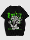 ROMWE MEN Street Life Men Cotton Figure & Slogan Graphic Y2K T-Shirt