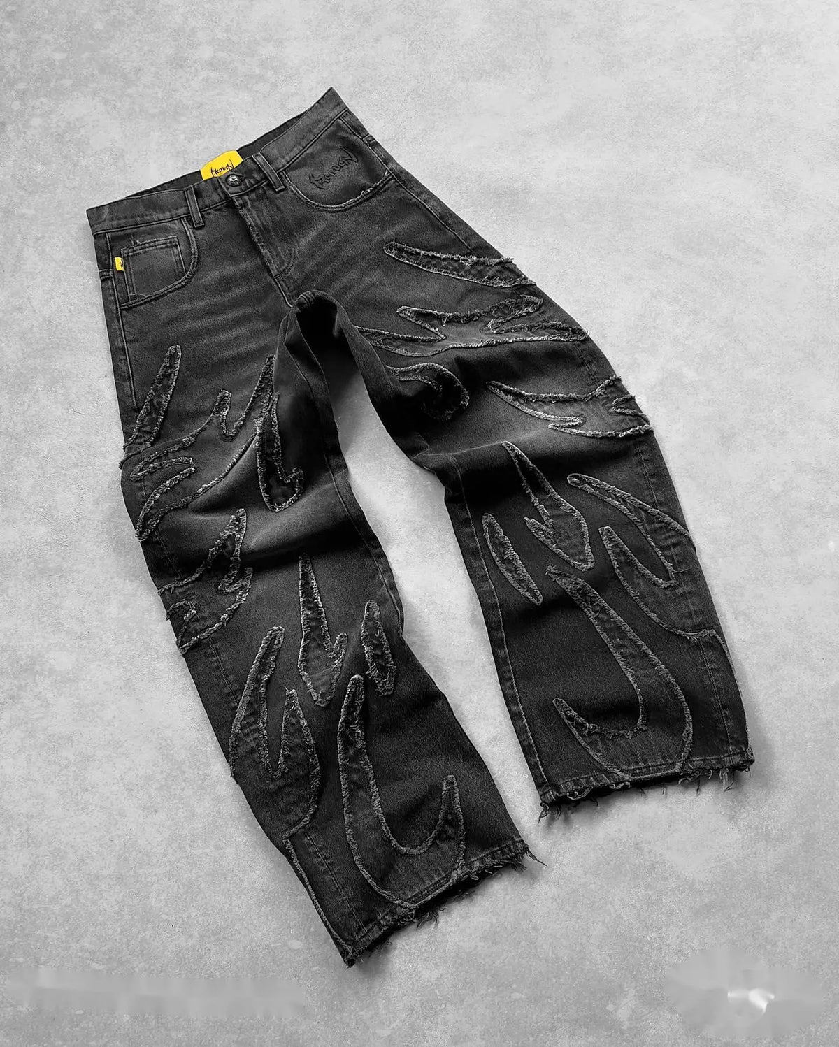 Y2K Bat Animal Embroidery Baggy Jeans Vintage Men Black Washed Hip Hop Goth Denim Pants Fashion Women Straight Wide Leg Trousers
