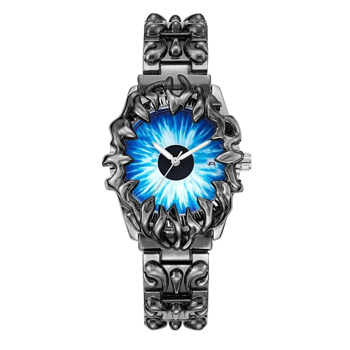 Green Devil Punk Eye Y2K Quartz Watch Men Alabaster Industries Carving Demon Claw Men Watch Unique Creative Men Medieval Clock