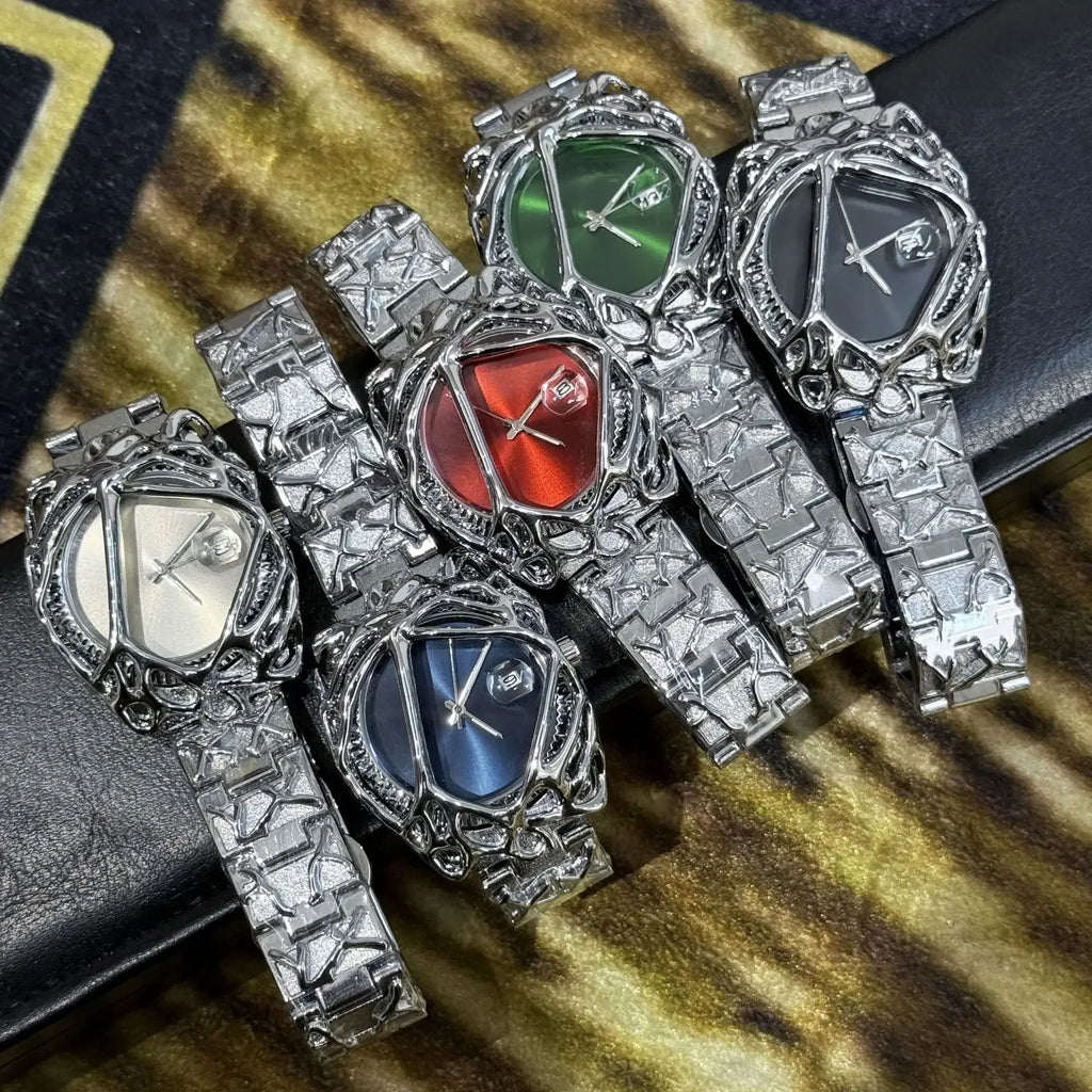 Green Devil Punk Eye Y2K Quartz Watch Men Alabaster Industries Carving Demon Claw Men Watch Unique Creative Men Medieval Clock
