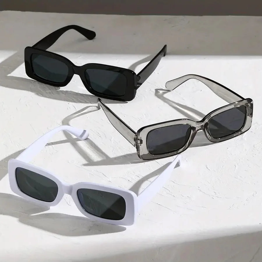 3PCS Square Fashion Women Sunglasses Y2K Hip Hop Vacation Beach Party Decoration Glasses Men