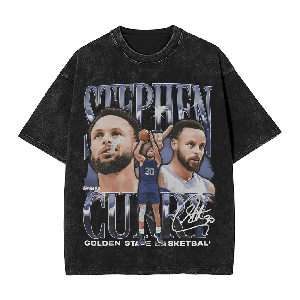Men Women'S T Shirt Stephen Curry Washed T-Shirts Harajuku Basketball Star Summer Tees Y2K Retro Printed Casual Tops Gift Idea