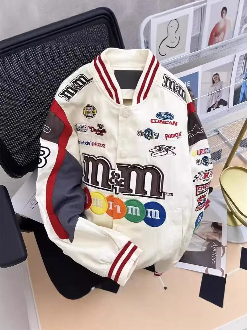 Vintage Racing Jacket: Y2K Motorsport Varsity Bomber Streetwear