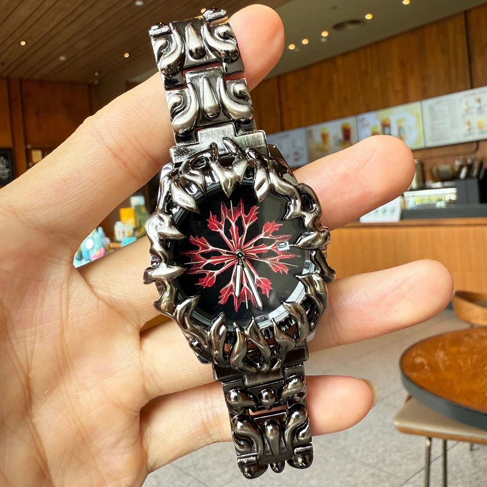 Green Devil Punk Eye Y2K Quartz Watch Men Alabaster Industries Carving Demon Claw Men Watch Unique Creative Men Medieval Clock